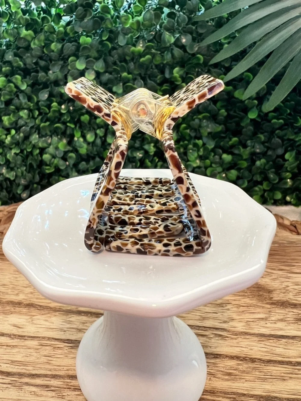 New Brown and Cream Cheetah Print Acrylic Claw Clip | Square Hair Clip